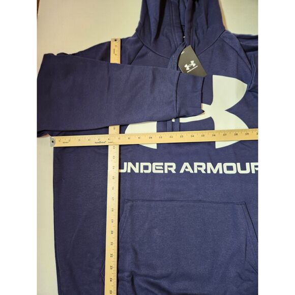 Under Armour Hoodie Men's size 2XL Rival Fleece Big Logo Navy Blue - Picture 6 of 9